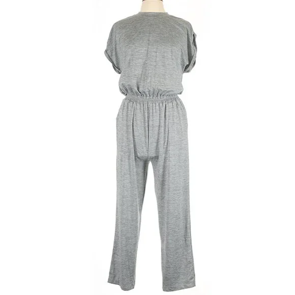 NWT Vuori Large Lux Crew Jumpsuit Short Sleeve Pockets Mallorca Gray MSRP$138 - Picture 3 of 16